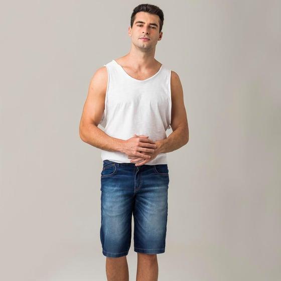 Imagem de Bermuda Skinny Básica Masculina Jeans Zíper Conforto Casual