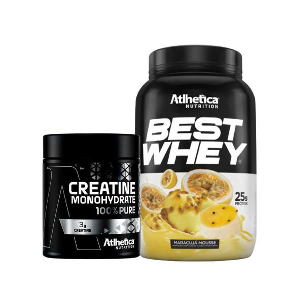 Imagem de Best Whey (900g) Atlhetica Nutrition - Maracujá Mousse + Creatina 100% Pure - Pro Series (300g) Atlhetica Nutrition