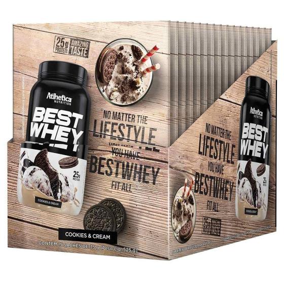 Imagem de Best Whey Atlhetica Display Com 15 Sachês Cookies E Cream