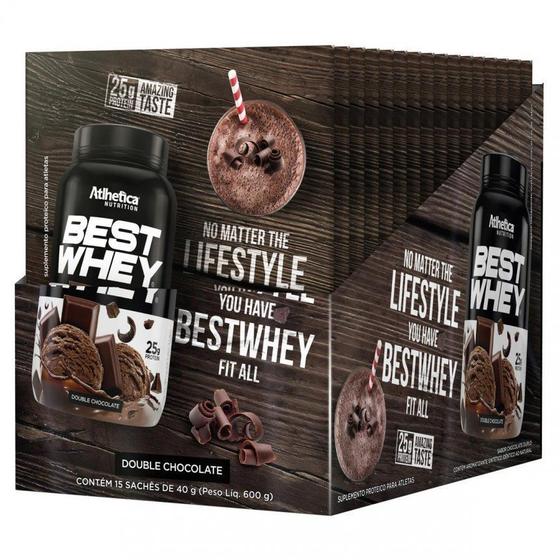 Imagem de Best Whey Sachê (Display com 15 sachês - 35g) - Sabor: Double Chocolate (sachê 40g)