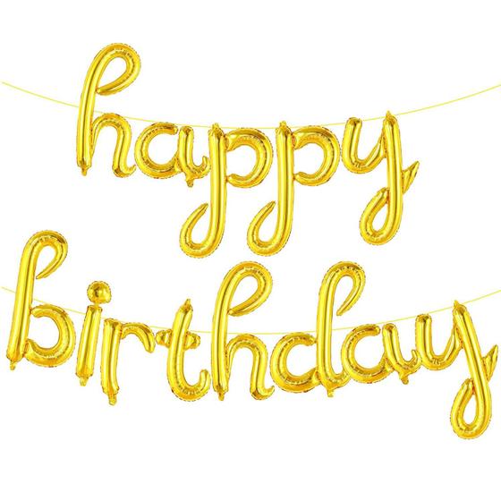 Imagem de Bexiga Balão Metalizado Happy Birthday De Festa Aniversário Grande Letras