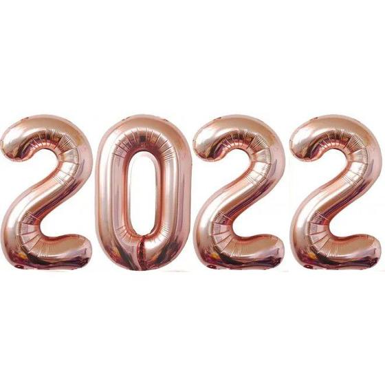 Imagem de Bexiga Balão Metalizado Rosé Gold 75cm Kit Ano Novo 2022