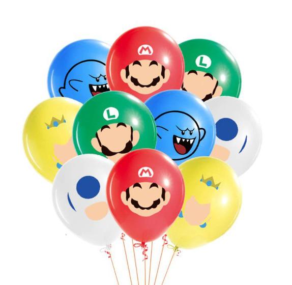 Imagem de Bexiga Balao Super Mario Game Festa Infantil Kit Com 10