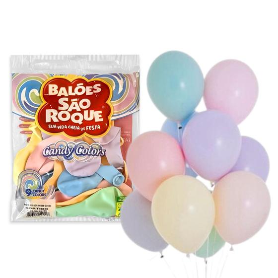 Imagem de Bexiga Balões N 11 Candy Colors Sortido 25 Unid - São Roque