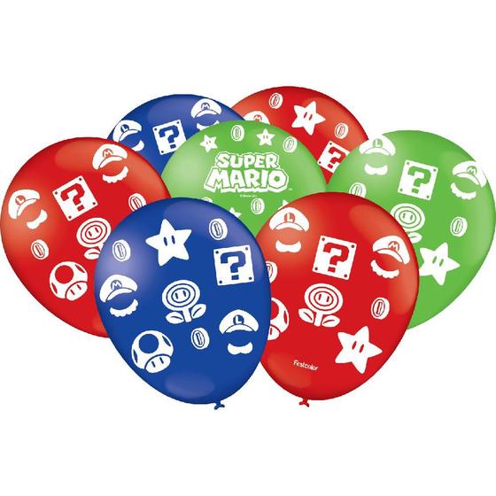Imagem de Bexiga Balões Tema Nº 9 Super Mario Bros - 25 unid