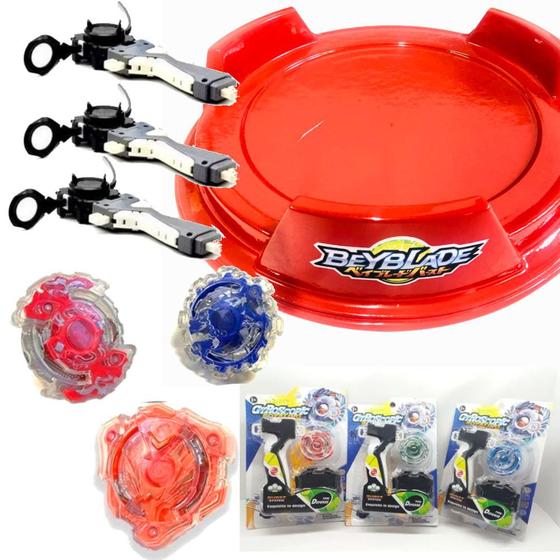 Imagem de Beyblade 3 Beys + 3 Lançadores + Arena 40cm Gyroscopic