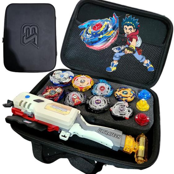Beyblade Maleta Kit Com 8 Beyblade + Lançador Dupla Rotação Menor preço em Beyblade Maleta Kit Com 8 Beyblade + Lançador Dupla Rotação