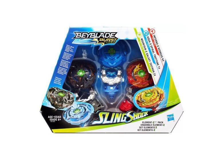 Imagem de Beyblade Slingshock Burst Turbo Kit Elemento X Hasbro