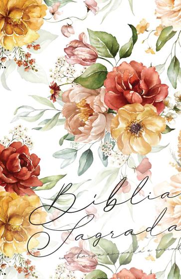 Imagem de Bíblia Arc Floral Aquarela - Letra Gigante: com Harpa Avivada e Corinhos
