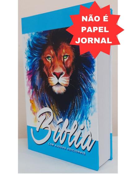 Imagem de biblia capa dura especial media leão azul