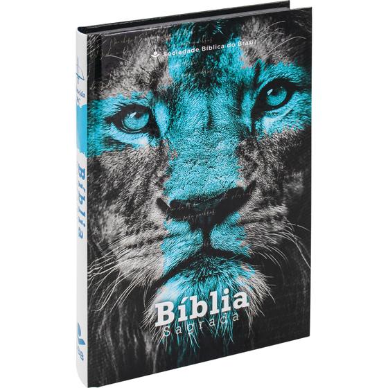 Imagem de Bíblia capa dura leão azul sbb