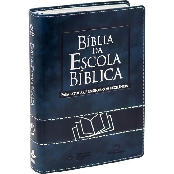 Imagem de Bíblia da Escola Bíblica  Azul Escuro  material sintético  Sem Índice  NAA