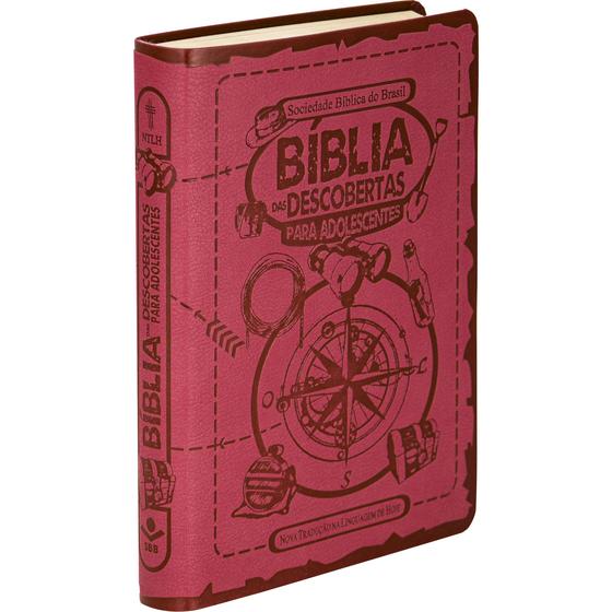 Imagem de Bíblia das Descobertas para Adolescentes capa Rosa Versão NTLH Nova Tradução Linguagem de Hoje