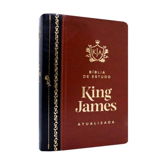Imagem de Bíblia De Estudo King James Atualizada Letra Grande Capa Luxo Marrom E Preta