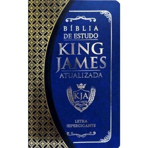 Imagem de Bíblia de Estudo King James Atualizada  Letra Hipergigante  Capa PU  Azul e Preto