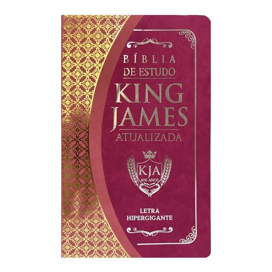 Imagem de Bíblia de Estudo King James Atualizada  Letra Hipergigante  Capa PU  Pink e Rosa