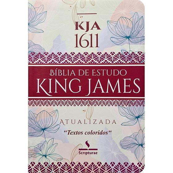 Imagem de Bíblia de Estudo King James Atualizada  Letra Normal  Capa Luxo Floral - Scripturae