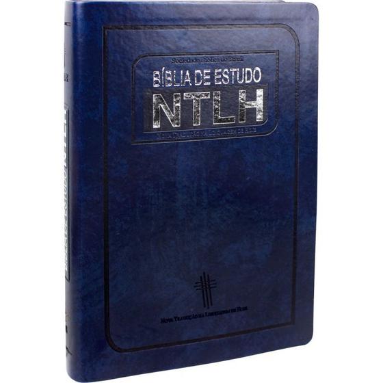 Imagem de Bíblia de Estudo NTLH Grande Capa Luxo Azul PU Nobre SBB - Nova Tradução na Linguagem de Hoje Fácil Compreensão Aplicação Pessoal Concordância Bíblica