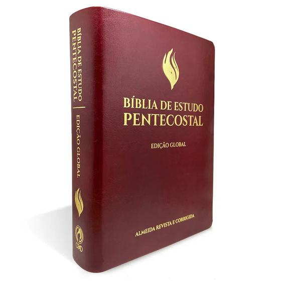 Imagem de Bíblia de Estudo Pentecostal Grande Edição Global Capa Luxo Vinho