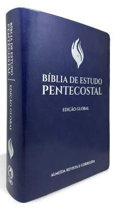 Imagem de Bíblia de Estudo Pentecostal Grande Luxo Azul Edição Global