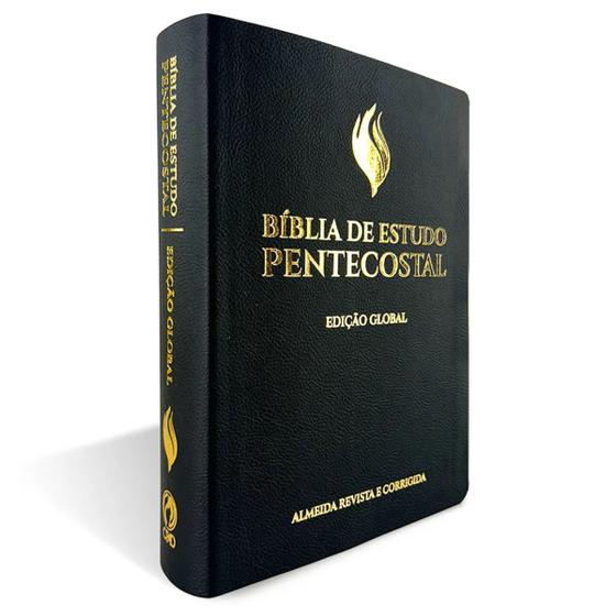 Imagem de Bíblia de Estudo Pentecostal Grande  Luxo Preta (Edição Global)  ARC  CPAD