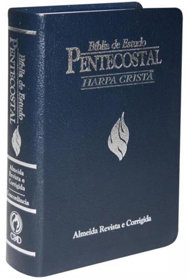 Imagem de Bíblia de estudo Pentecostal média   Harpa cristã   Revista e corrigida (Luxo/Azul)  CPAD