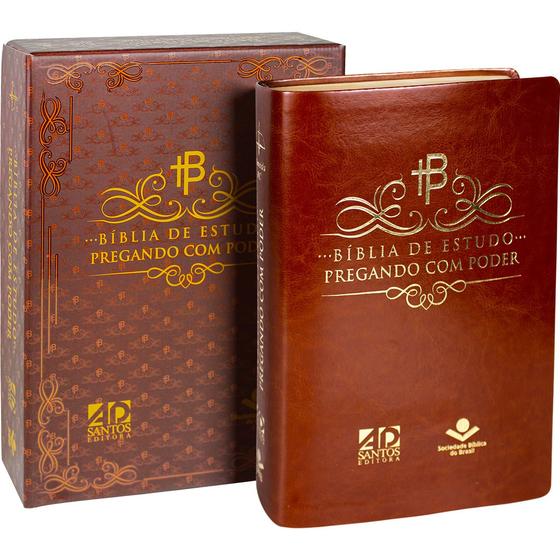 Bíblia de estudo pregando com poder capa marrom nobre almeida revista e corrigida (arc Bíblia de estudo pregando com poder capa marrom nobre almeida revista e corrigida (arc