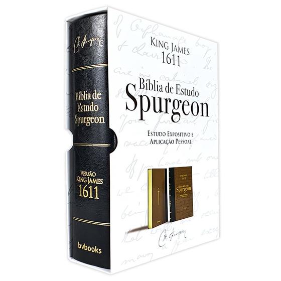 Imagem de Bíblia de Estudo Spurgeon  King James 1611  Letra Grande  Luxo Marrom e Preta - BV Books