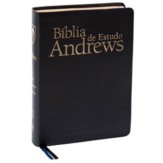 Imagem de Bíblia De Estudos Andrews Capa Couro Legitimo Preto CPB