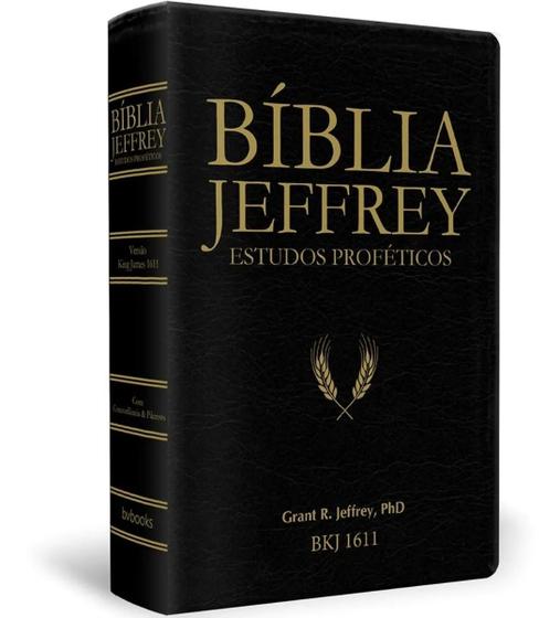 Imagem de Biblia de Estudos Proféticos Jeffrey King James 1611 BKJ Preta Dourado Masculino Feminina Atualizada Grande - CPP