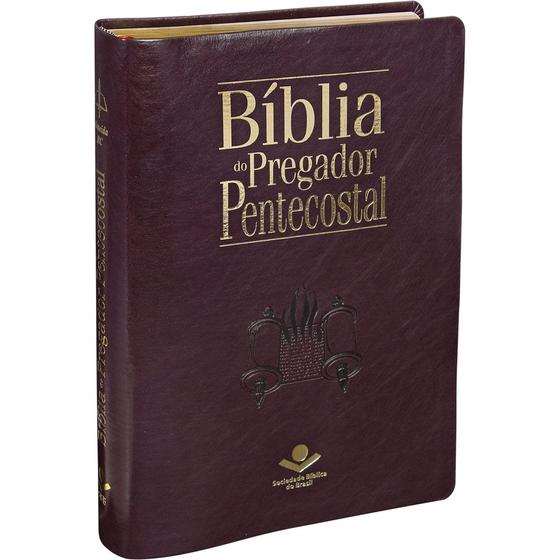 Imagem de Bíblia do Pregador Pentecostal  ARC  Letra Normal  Índice  Vinho Nobre