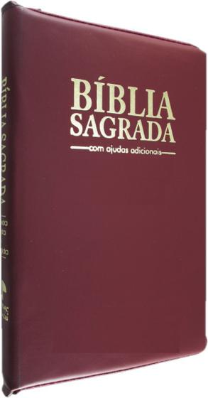 Imagem de Biblia Evangelica Vinho Masculina Feminina Letra Gigante Com Harpa Com Ziper MUND