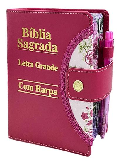 Imagem de Bíblia Feminina Carteira Com Harpa coros Letra Grande  igrejas Pentecostal Assembléia e Batista