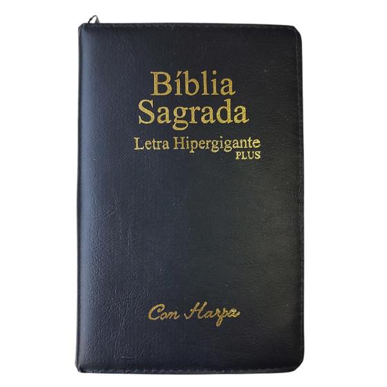 Imagem de Bíblia Hiper Gigante PLUS Harpa Zíper Índice Almeida Corrigida ARC Palavras Jesus e Edição Promessas