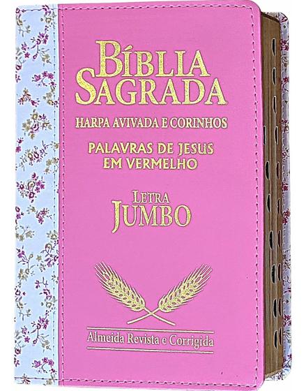 Imagem de Bíblia Jumbo Letra Extra Gigante E Harpa Luxo Duotone Rosa