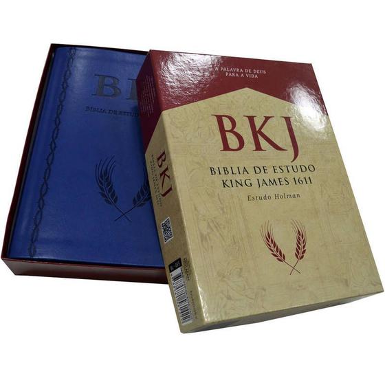 Imagem de Biblia King James 1611 - Com Estudo Holman - Azul - BV BOOKS 