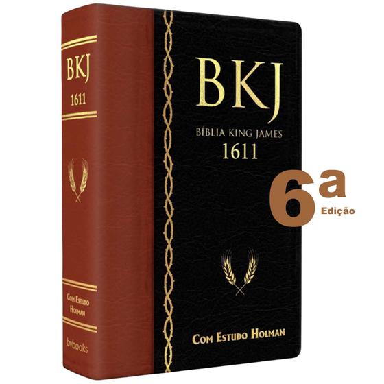 Imagem de Bíblia King James 1611 com Estudo Holman - BKJF - Capa Luxo Marrom e Preta - Bv Books