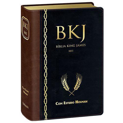 Imagem de Biblia king james 1611 com estudo holman - marrom com preto - bv books