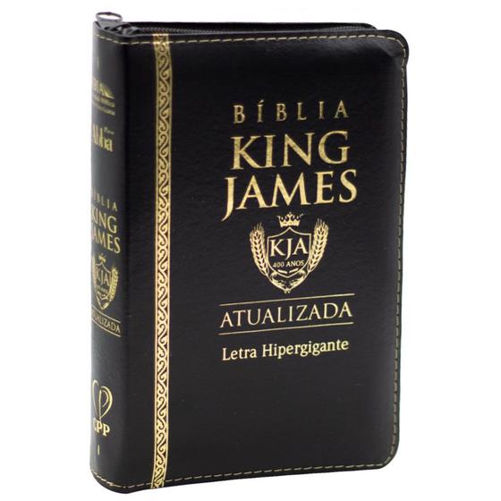 Imagem de Bíblia King James Atualizada  Bkja  Zíper  Letra Hipergigante  Capa Pu Preta