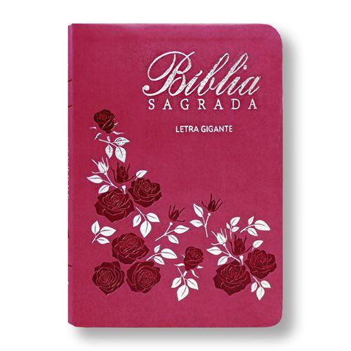 Imagem de Biblia Letra Gigante Rosa Pink Luxo Naa Flores