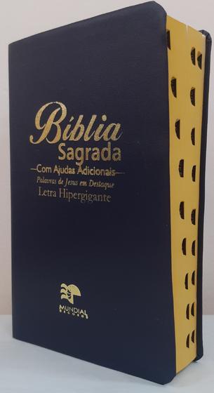 Imagem de Bíblia letra hipergigante - capa luxo azul marinho