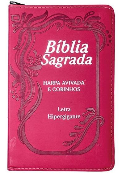 Imagem de Bíblia Letra Hipergigante  Capa Pu Zíper Com Índice  Pink