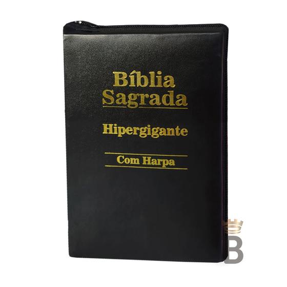 Imagem de Biblia Letra Hipergigante - Zíper  - Preta - C/ Harpa