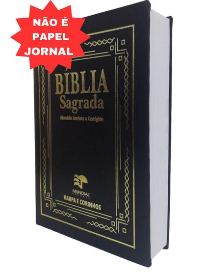 Imagem de Bíblia letra jumbo com harpa - capa dura preta