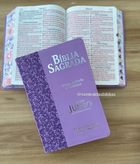 Imagem de Biblia Letra JUMBO lilás Harpa e corinhos RC  Biblia sagrada luxo