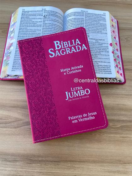 Imagem de Biblia Letra JUMBO rosa pink Harpa e corinhos RC  Biblia sagrada luxo