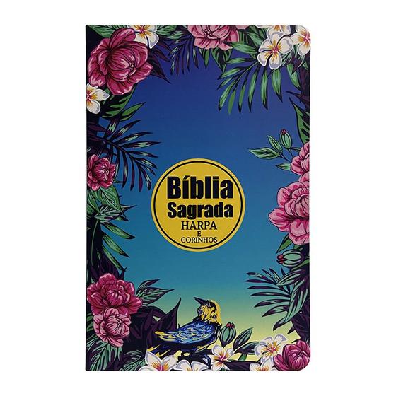 Imagem de Biblia lt gigante a.r.c pjd capa luxo laminada com harpa floral noturna