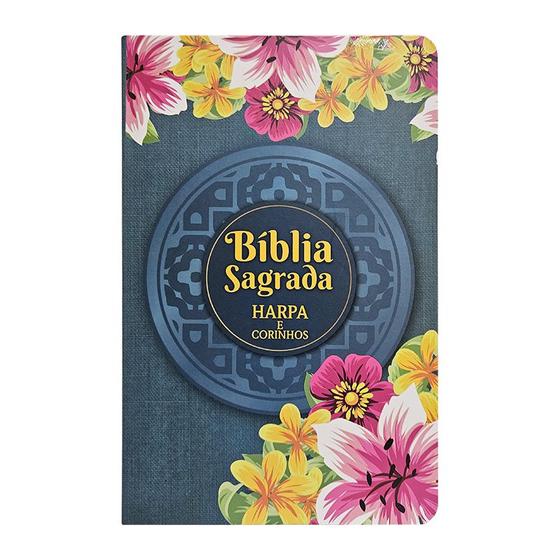 Imagem de Biblia lt gigante a.r.c pjd capa luxo laminada com harpa textura floral