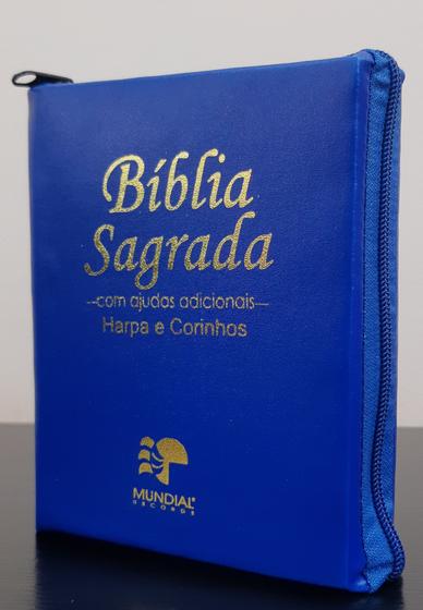 Imagem de Bíblia Média Com Harpa - Capa Com Zíper Azul Royal