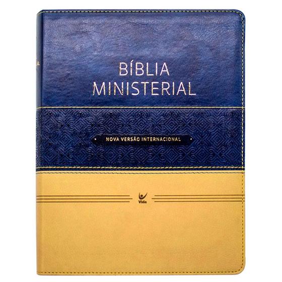 Imagem de Bíblia Ministerial - Capa Azul e Bege - Vida